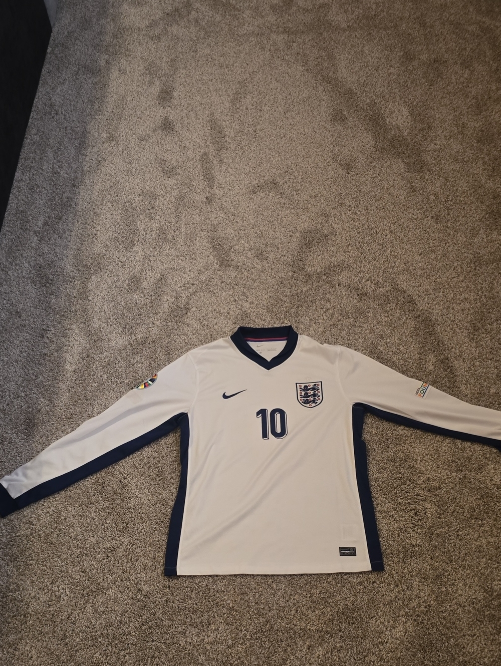 Nike White England Football Long Sleeve Jersey - #10 Jude Bellingham Size M/L
